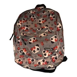 Loungefly Backpack Panda Bear W/Bow-Gray Red White Black-Size Medium EUC